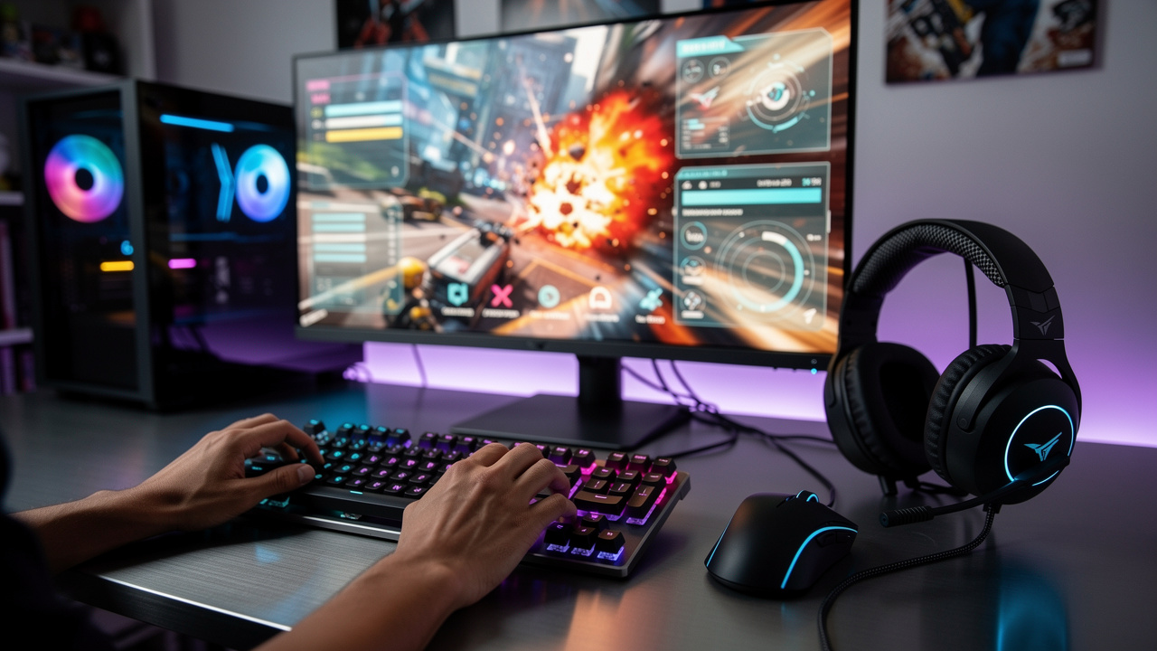 Gaming setup with overlay interface during active session